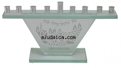 Glass Chanukiah with triangular shape by aJudaica